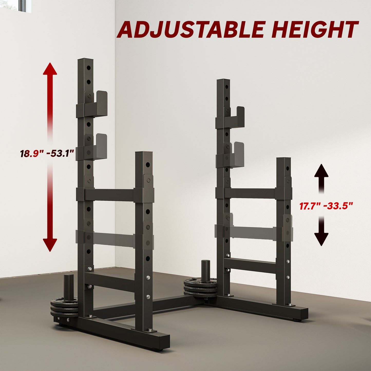adjustable height bench and squat rack station