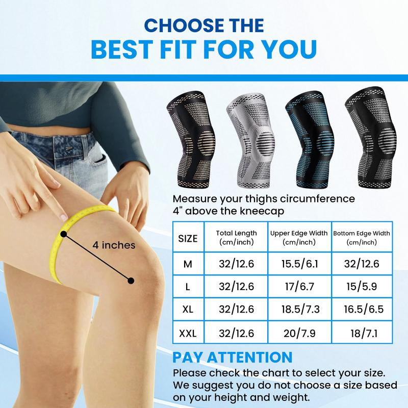 UGEM 2 Pack Knee Braces for Knee Pain, Compression Knee Sleeves with Patella Gel Pad & Side Stabilizers,Workout Sports Knee Braces for Women & Men, Pain Relief for Meniscus Tear, ACL & Arthritis Pain Relief