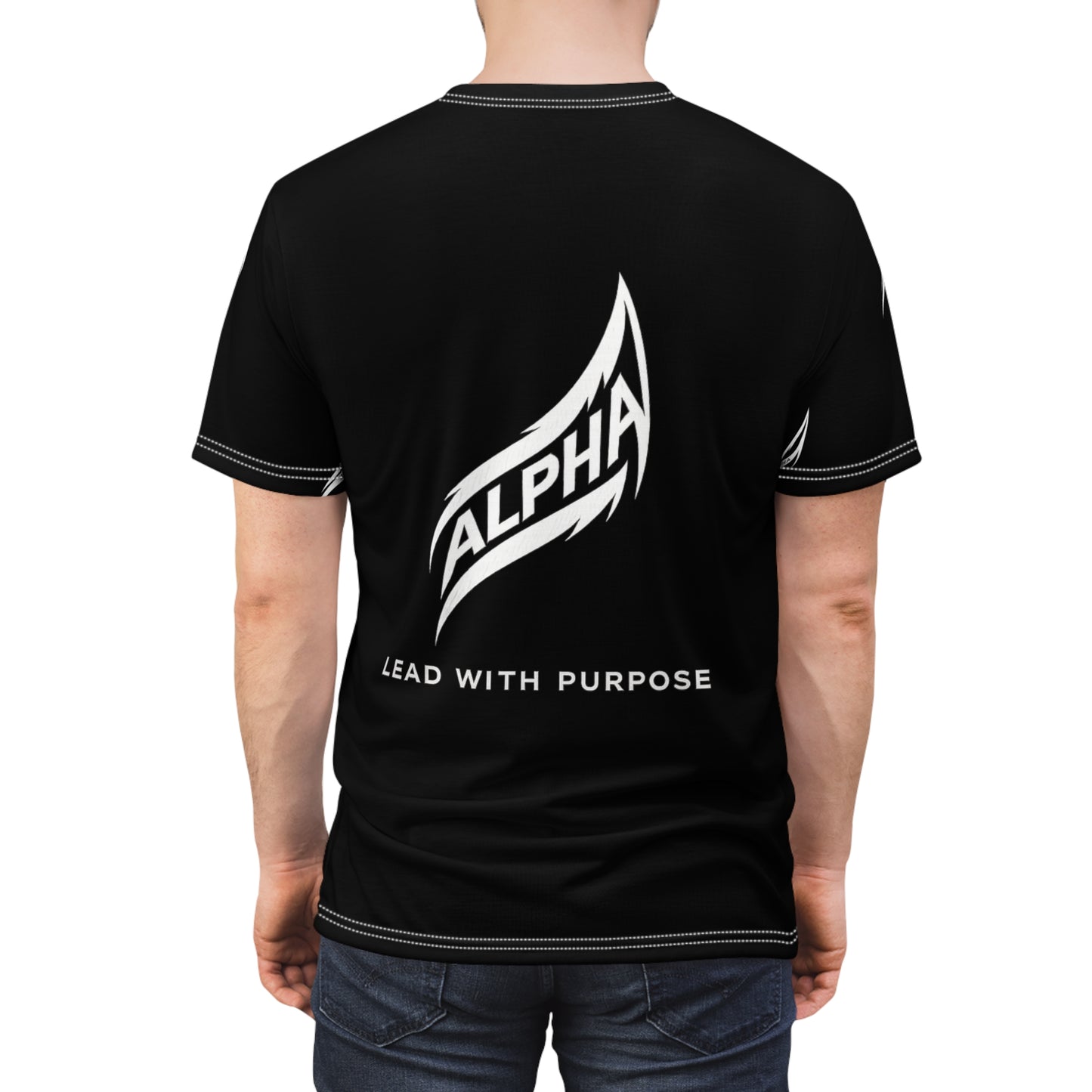 Black Flame Pattern T-Shirt — Minimalist All-Over Print Tee