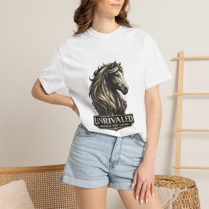 Horse T-Shirt — 'Unrivaled: Built to Lead' Motivational Graphic Tee