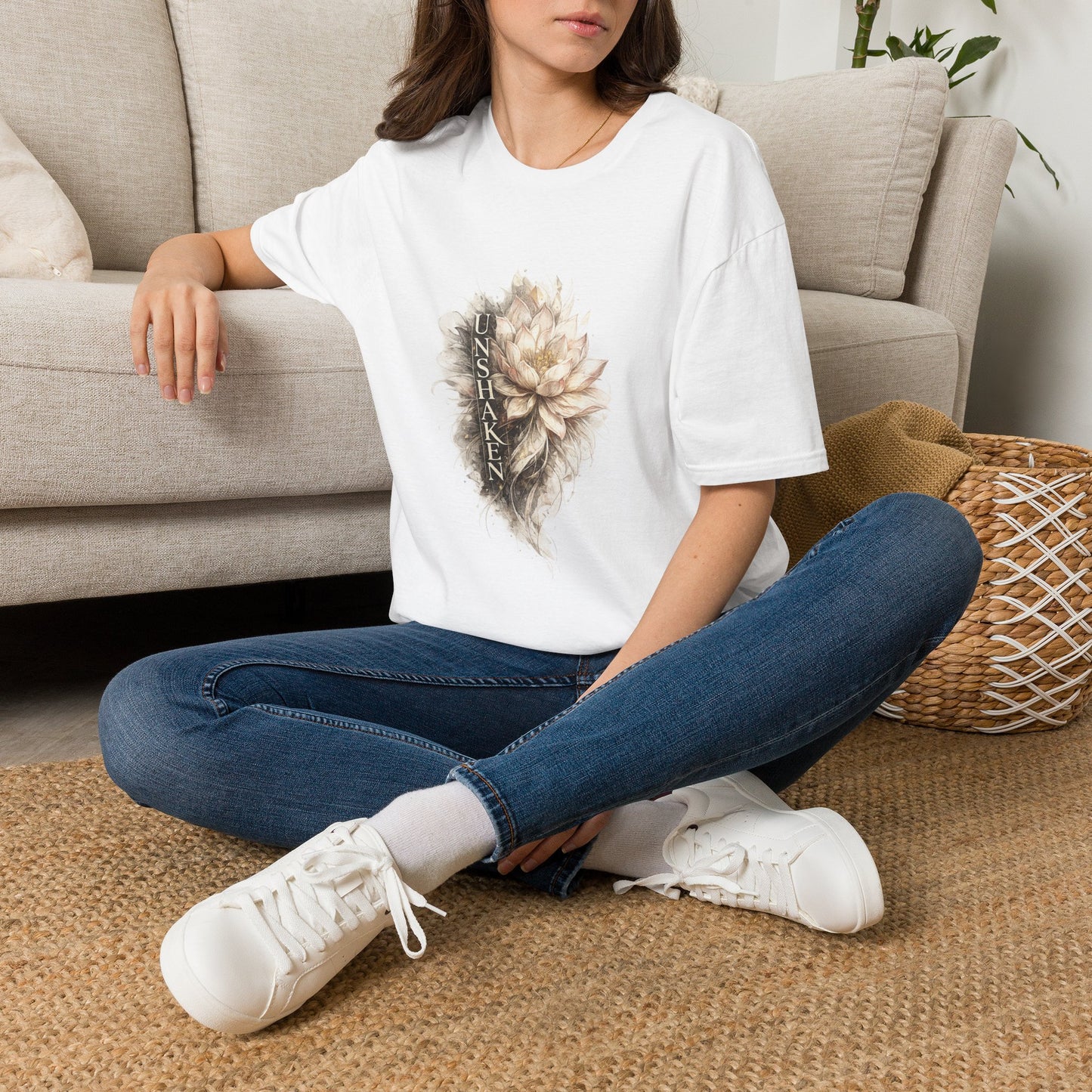 Floral 'UNSHAK' Lotus T-Shirt — Soft Vintage Botanical Tee