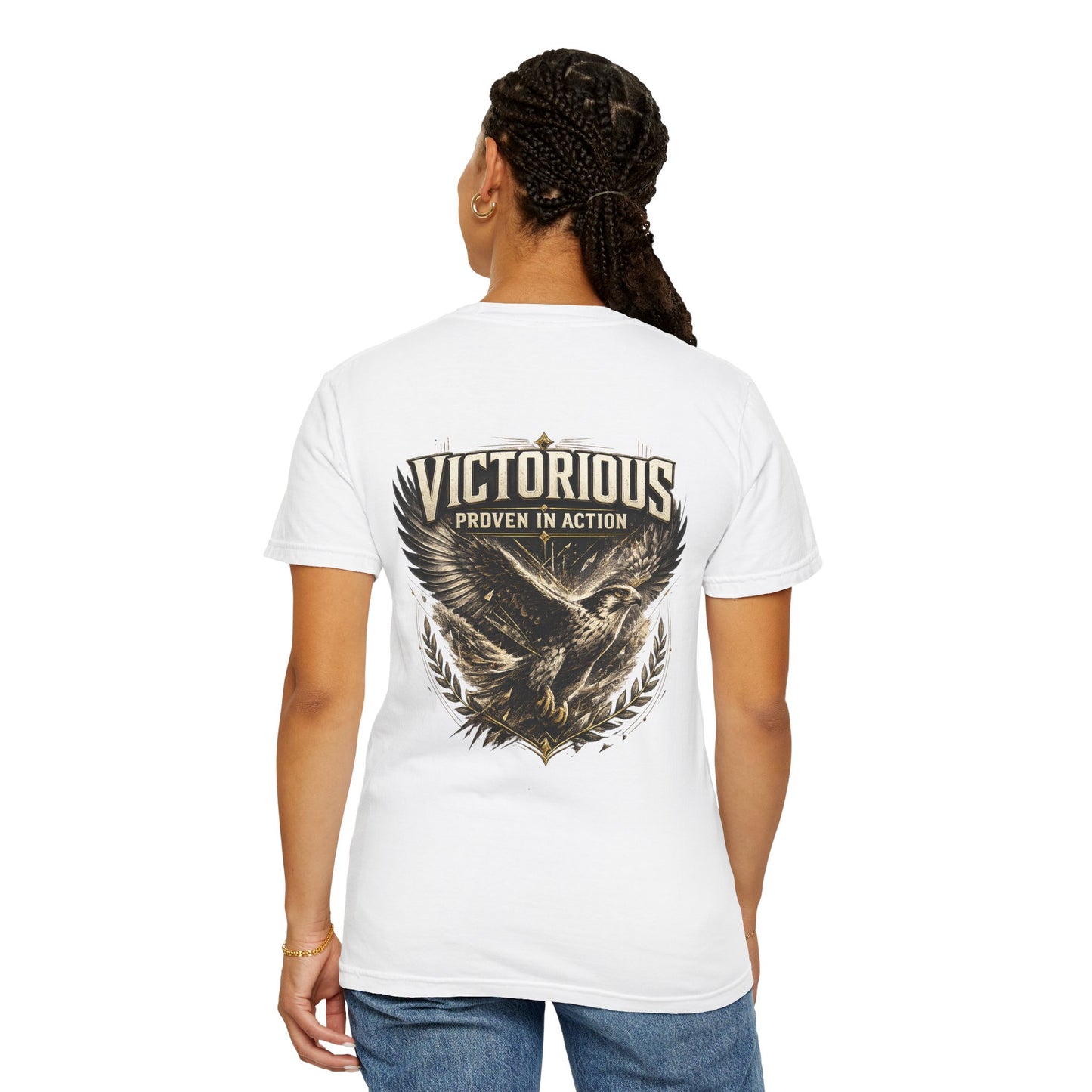 Victorious Eagle T‑Shirt — "Victorious: Earned in Silence / Proven in Action" Graphic Tee