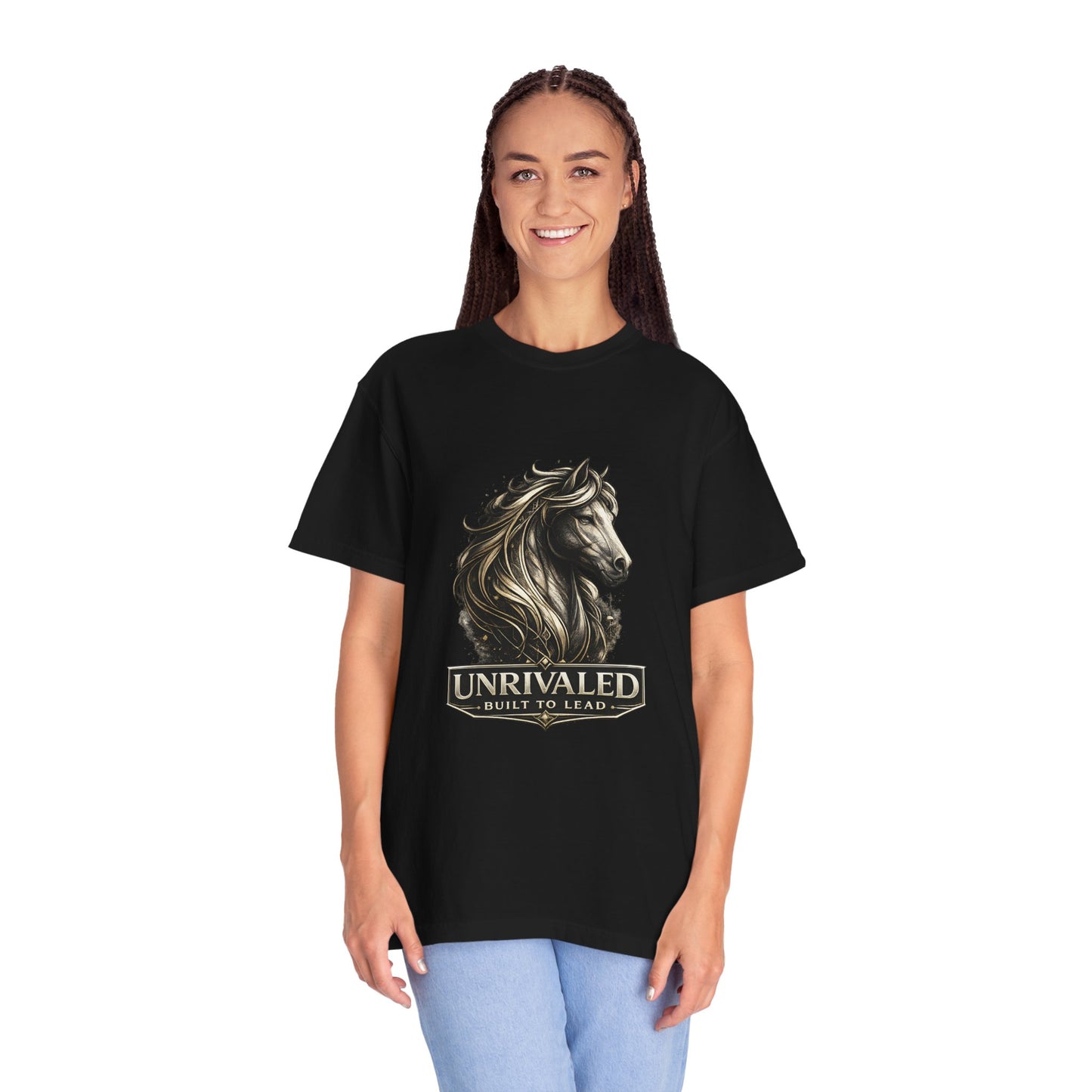 Horse T-Shirt — 'Unrivaled: Built to Lead' Motivational Graphic Tee