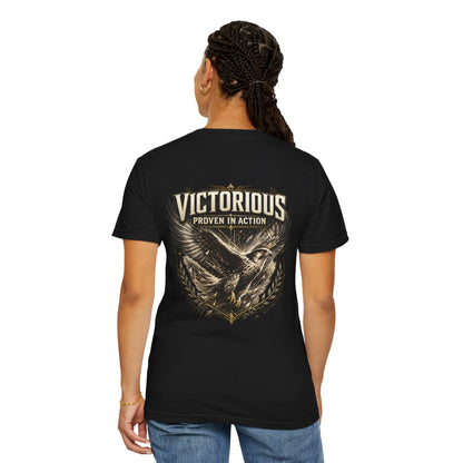 Victorious Eagle T‑Shirt — "Victorious: Earned in Silence / Proven in Action" Graphic Tee