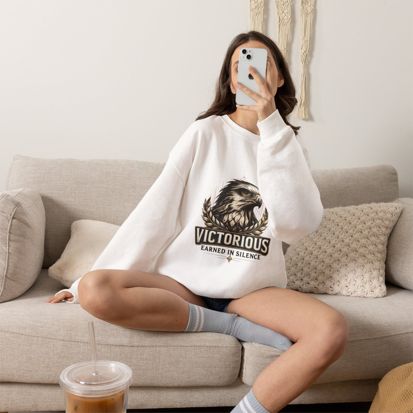Victorious Eagle Crewneck Sweatshirt — "Victorious: Earned in Silence / Proven in Action"