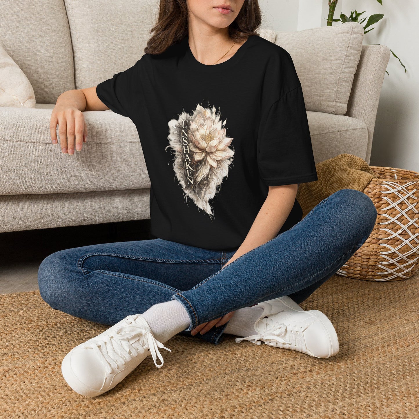 Floral 'UNSHAK' Lotus T-Shirt — Soft Vintage Botanical Tee