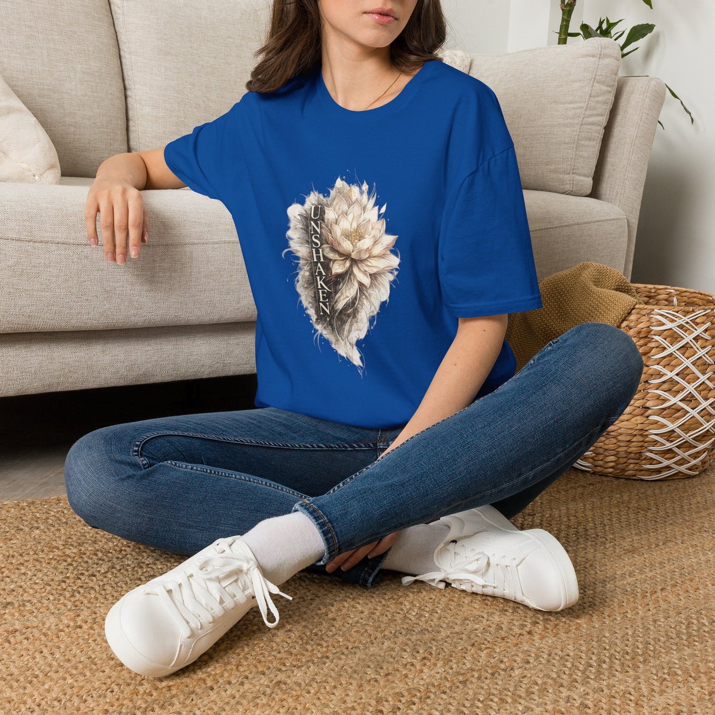 Floral 'UNSHAK' Lotus T-Shirt — Soft Vintage Botanical Tee