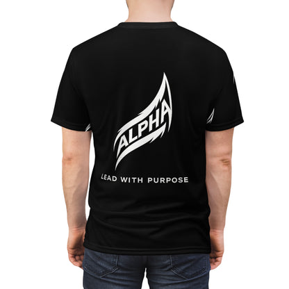 Black Flame Pattern T-Shirt — Minimalist All-Over Print Tee