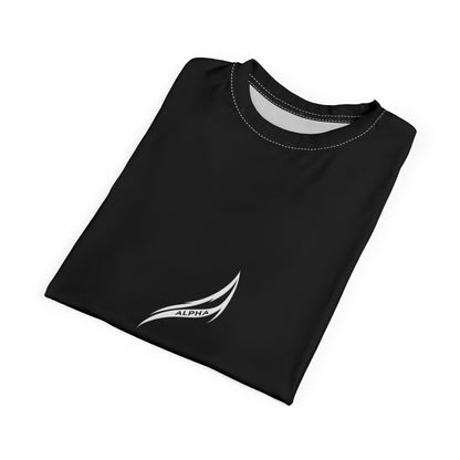 Black Flame Pattern T-Shirt — Minimalist All-Over Print Tee