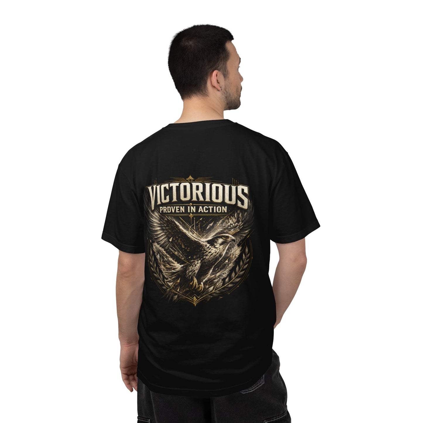 Victorious Eagle T‑Shirt — "Victorious: Earned in Silence / Proven in Action" Graphic Tee