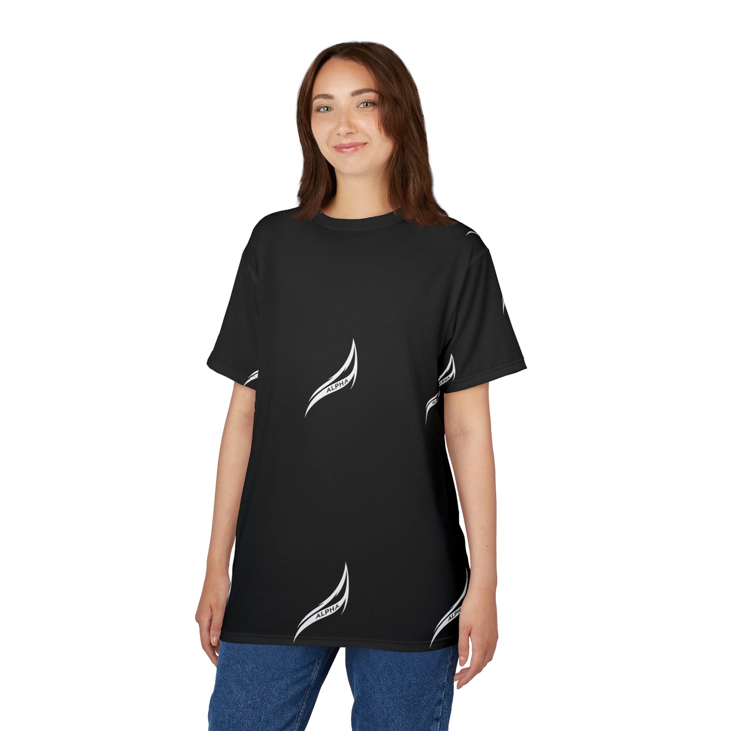 Black Flame Pattern T-Shirt — Minimalist All-Over Print Tee