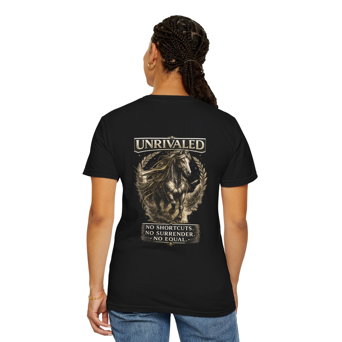 Horse T-Shirt — 'Unrivaled: Built to Lead' Motivational Graphic Tee