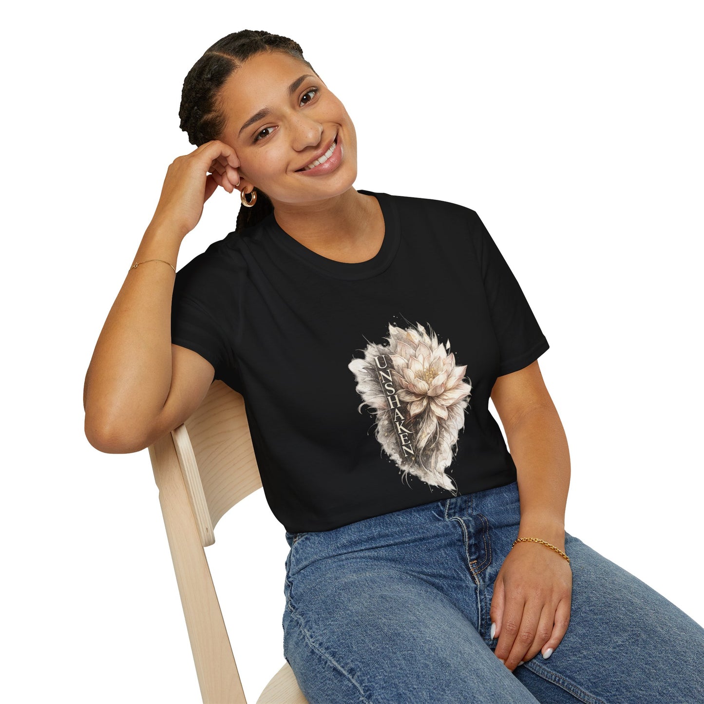 Floral 'UNSHAK' Lotus T-Shirt — Soft Vintage Botanical Tee