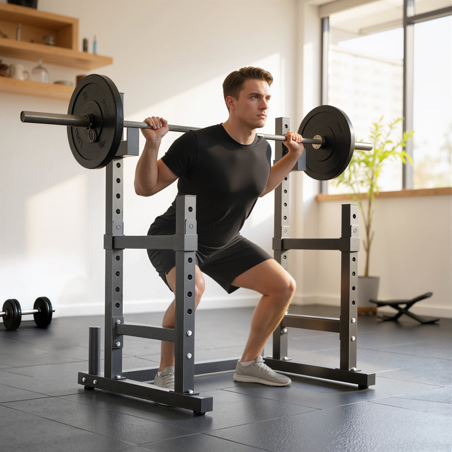 660 lb adjustable squat rack for home gym