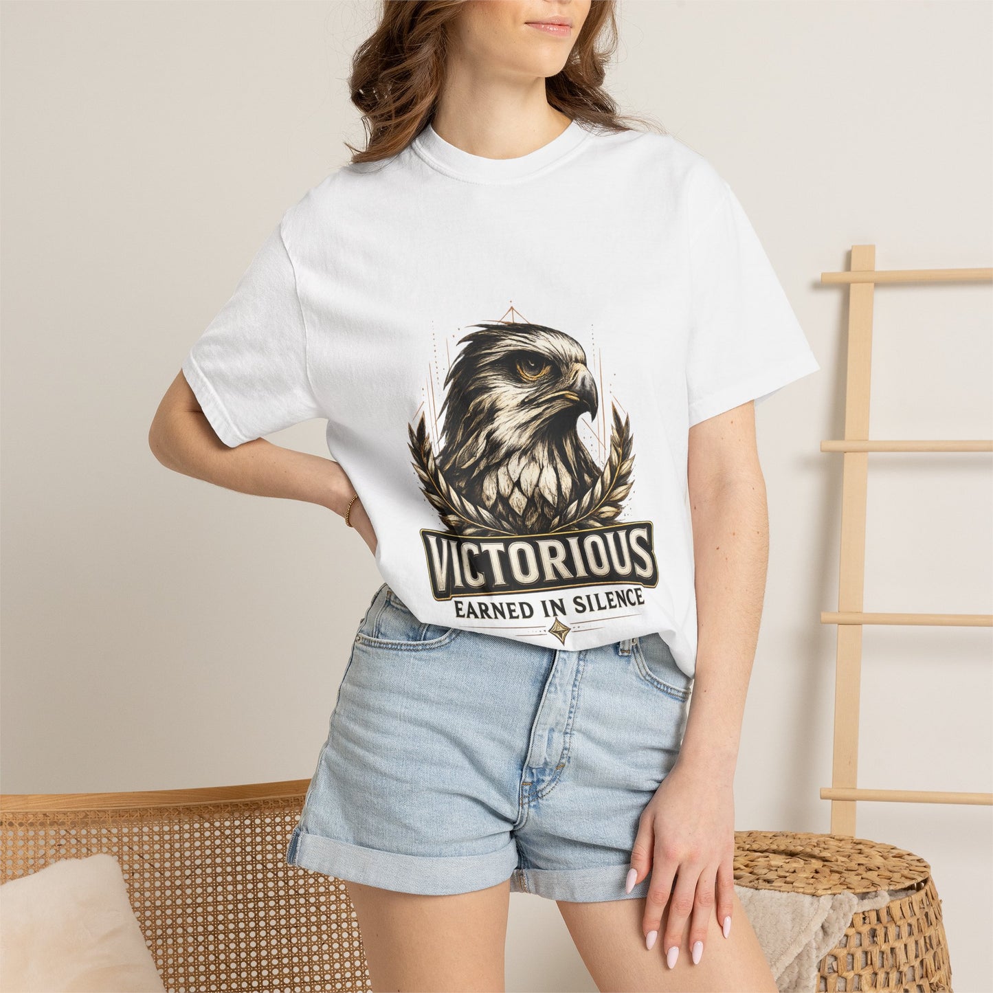 Victorious Eagle T‑Shirt — "Victorious: Earned in Silence / Proven in Action" Graphic Tee