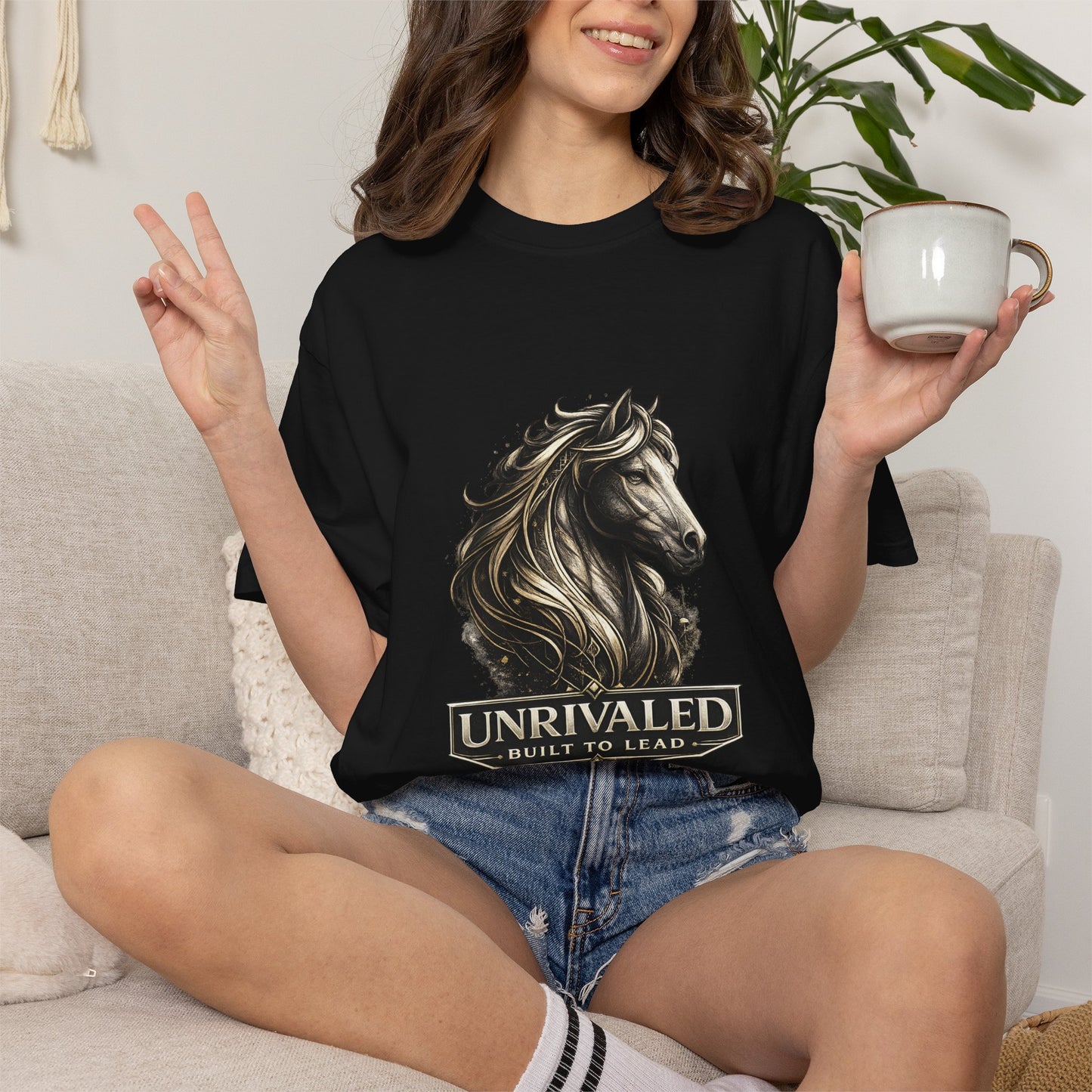 Horse T-Shirt — 'Unrivaled: Built to Lead' Motivational Graphic Tee