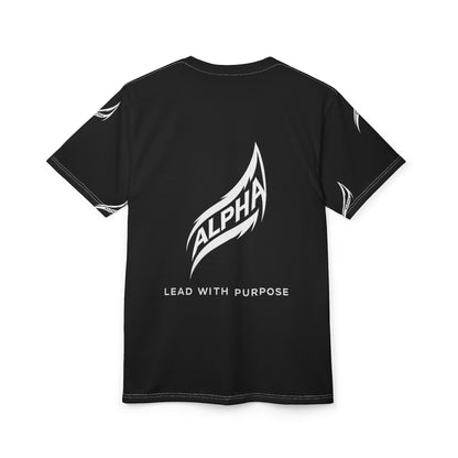 Black Flame Pattern T-Shirt — Minimalist All-Over Print Tee