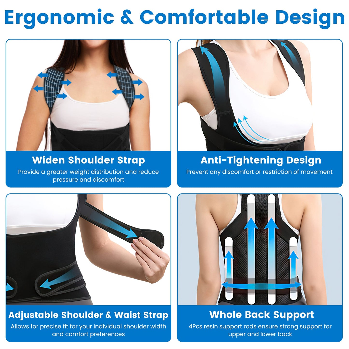 adjustable back brace for men and women posture