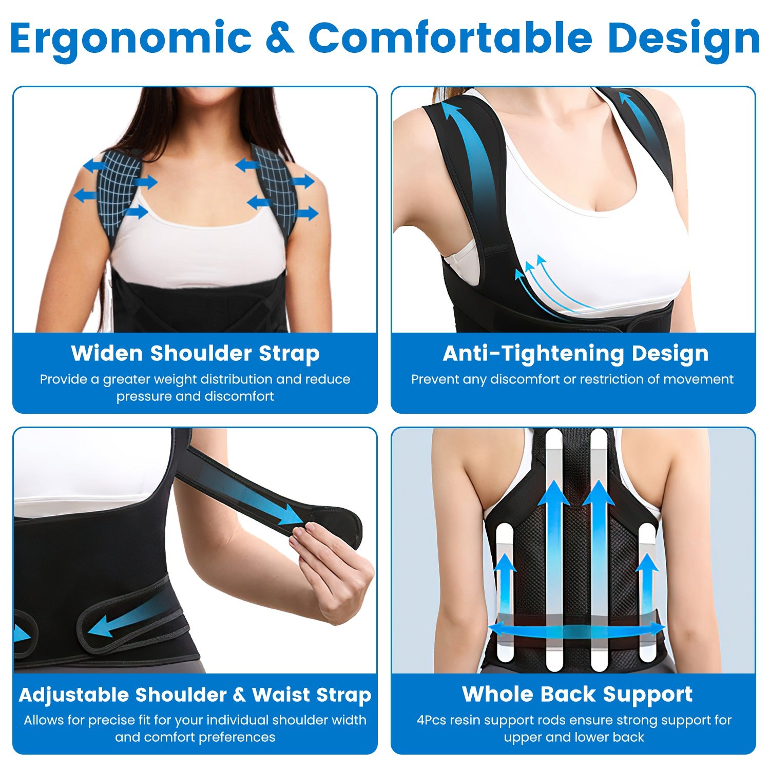 adjustable back brace for men and women posture