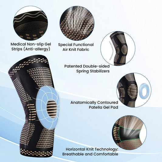 UGEM 2 Pack Knee Braces for Knee Pain, Compression Knee Sleeves with Patella Gel Pad & Side Stabilizers,Workout Sports Knee Braces for Women & Men, Pain Relief for Meniscus Tear, ACL & Arthritis Pain Relief