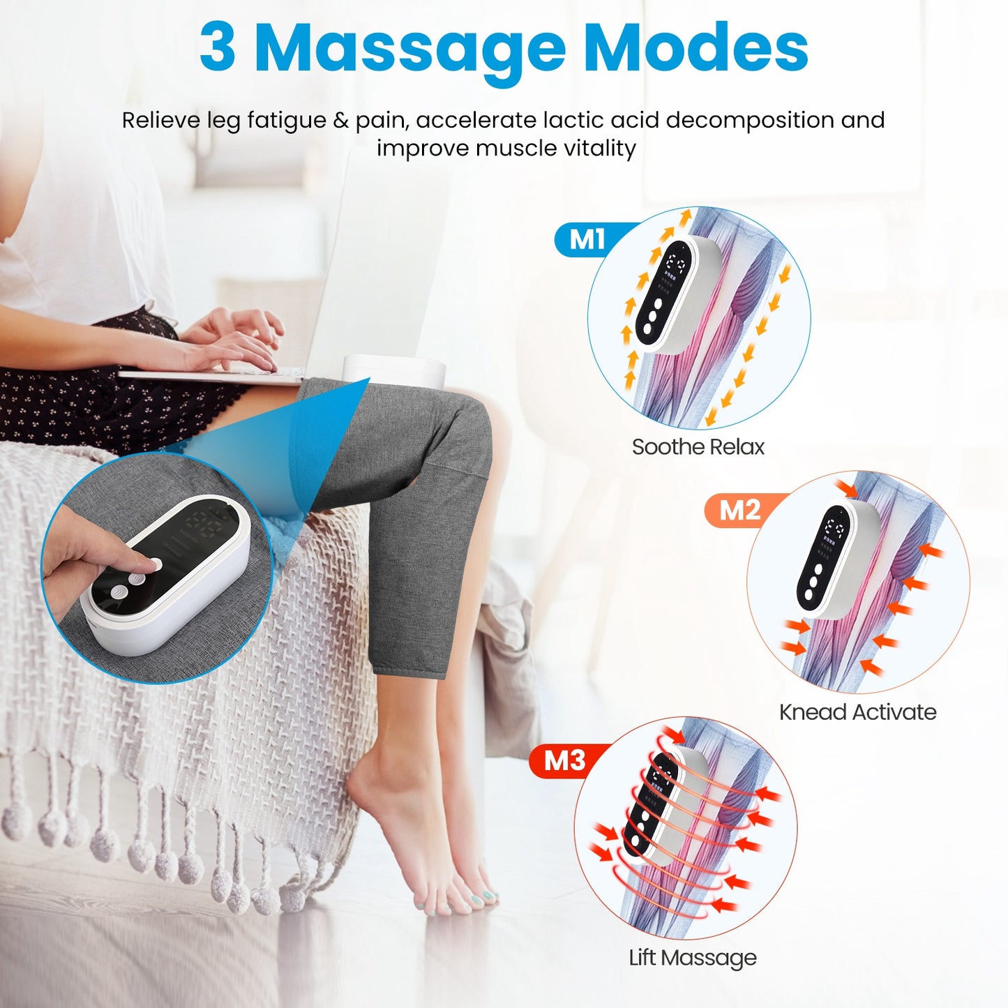air compression thigh knee calf massager device