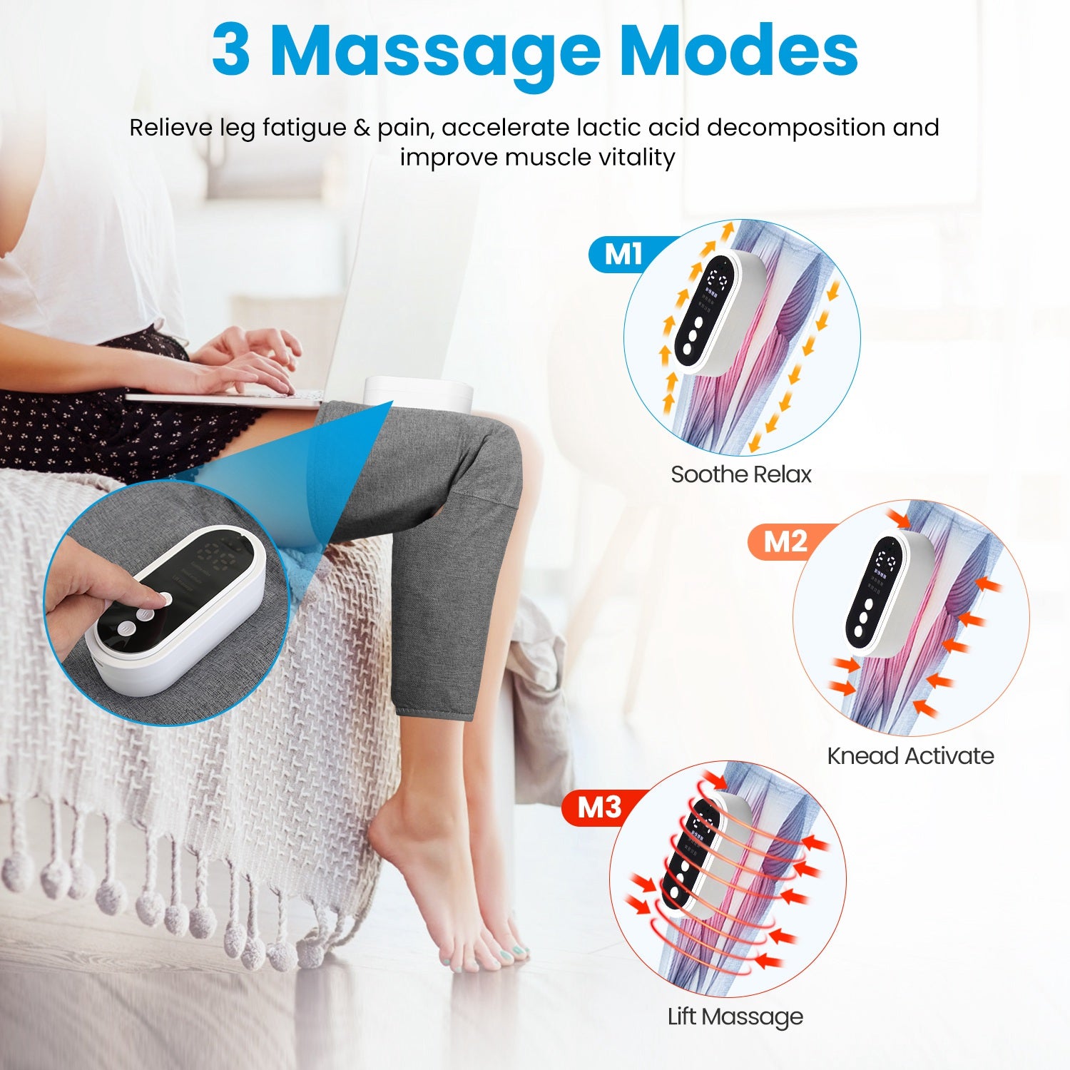 air compression thigh knee calf massager device
