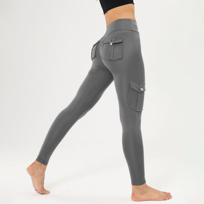 breathable stretch yoga pants with side pockets