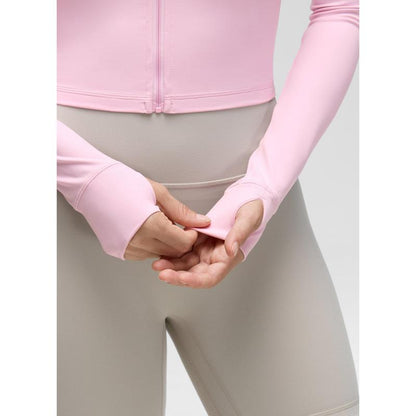CRZ YOGA Womens Butterluxe Full Zip Cropped Workout Jacket Slim Fit Lightweight Athletic Yoga Tops with Thumb Holes