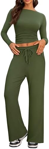 comfortable long sleeve top and pants set women
