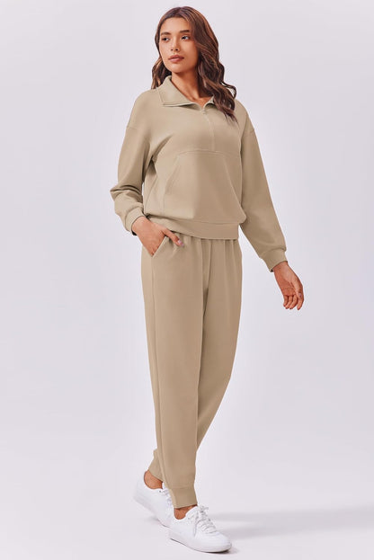 comfortable matching lounge set for travel outfits
