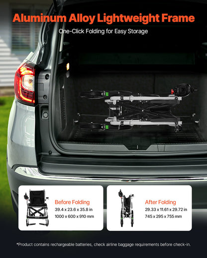 compact electric wheelchair 220 lbs capacity