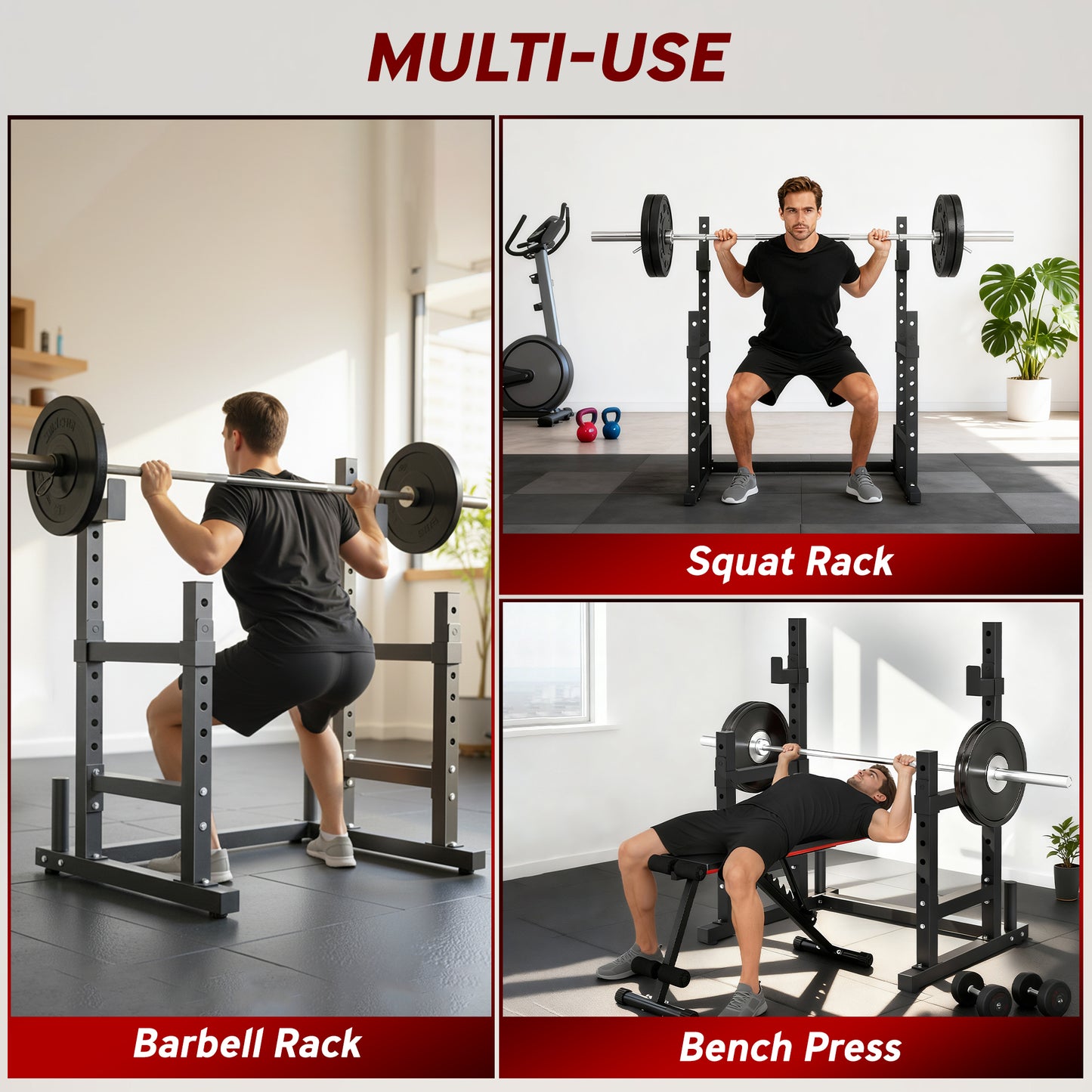 compact squat and bench press rack home setup