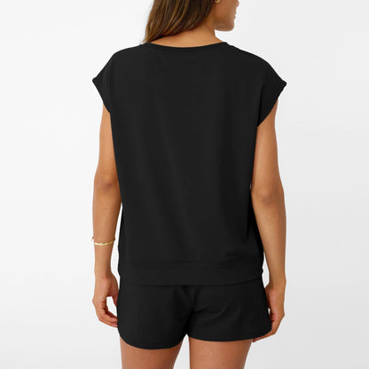 Lounge Sets for Women Two Piece Outfits Sweatsuit Crew Neck Short Sets Cap Sleeve Drawstring with Pocket