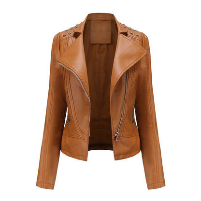 fashion motorcycle jacket women slim fit