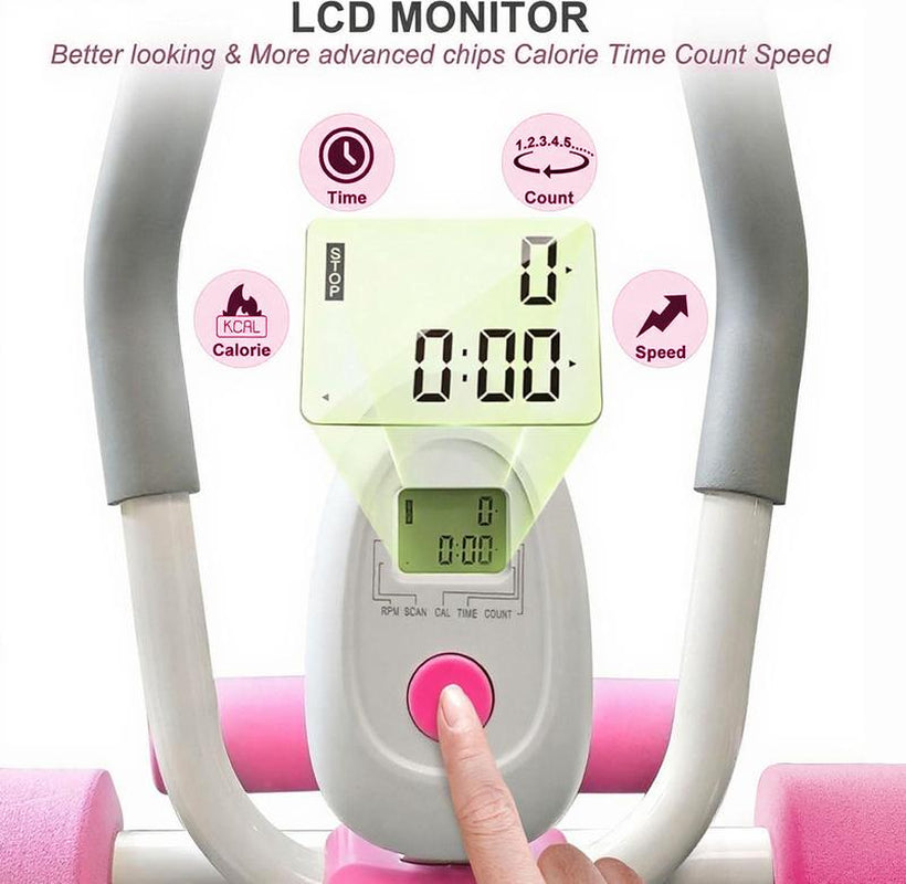 Adjustable Sit-Up Trainer with LCD Monitor Foldable Ab Exercise Machine for Abs Arms Yoga Legs and Glute Muscle Shaping Core Training Equipment for Home Gym