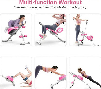Adjustable Sit-Up Trainer with LCD Monitor Foldable Ab Exercise Machine for Abs Arms Yoga Legs and Glute Muscle Shaping Core Training Equipment for Home Gym