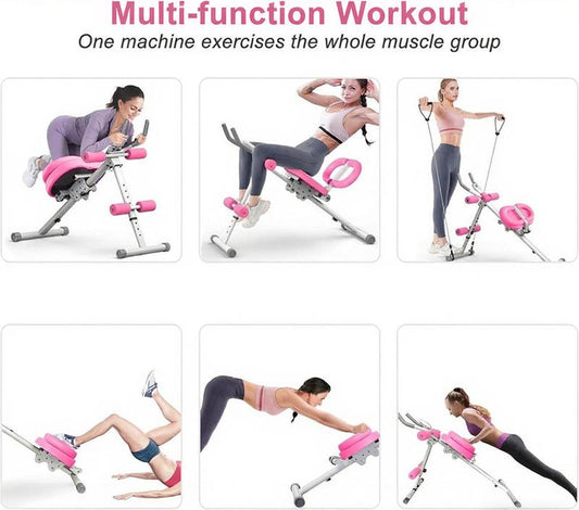Adjustable Sit-Up Trainer with LCD Monitor Foldable Ab Exercise Machine for Abs Arms Yoga Legs and Glute Muscle Shaping Core Training Equipment for Home Gym