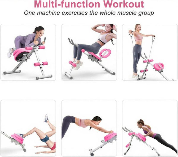 Adjustable Sit-Up Trainer with LCD Monitor Foldable Ab Exercise Machine for Abs Arms Yoga Legs and Glute Muscle Shaping Core Training Equipment for Home Gym