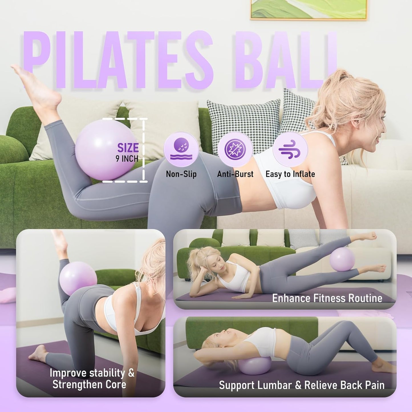 home magic circle pilates set with ball and bands
