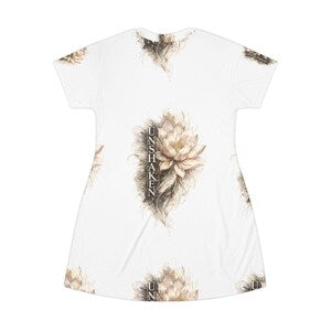 Unshaken Floral Lotus T-Shirt Dress | All-Over Print