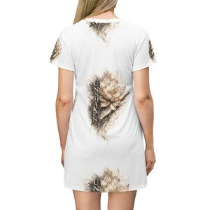 Unshaken Floral Lotus T-Shirt Dress | All-Over Print