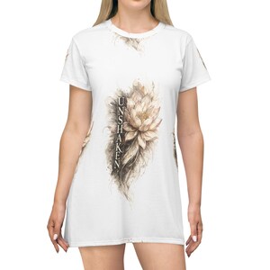 Unshaken Floral Lotus T-Shirt Dress | All-Over Print