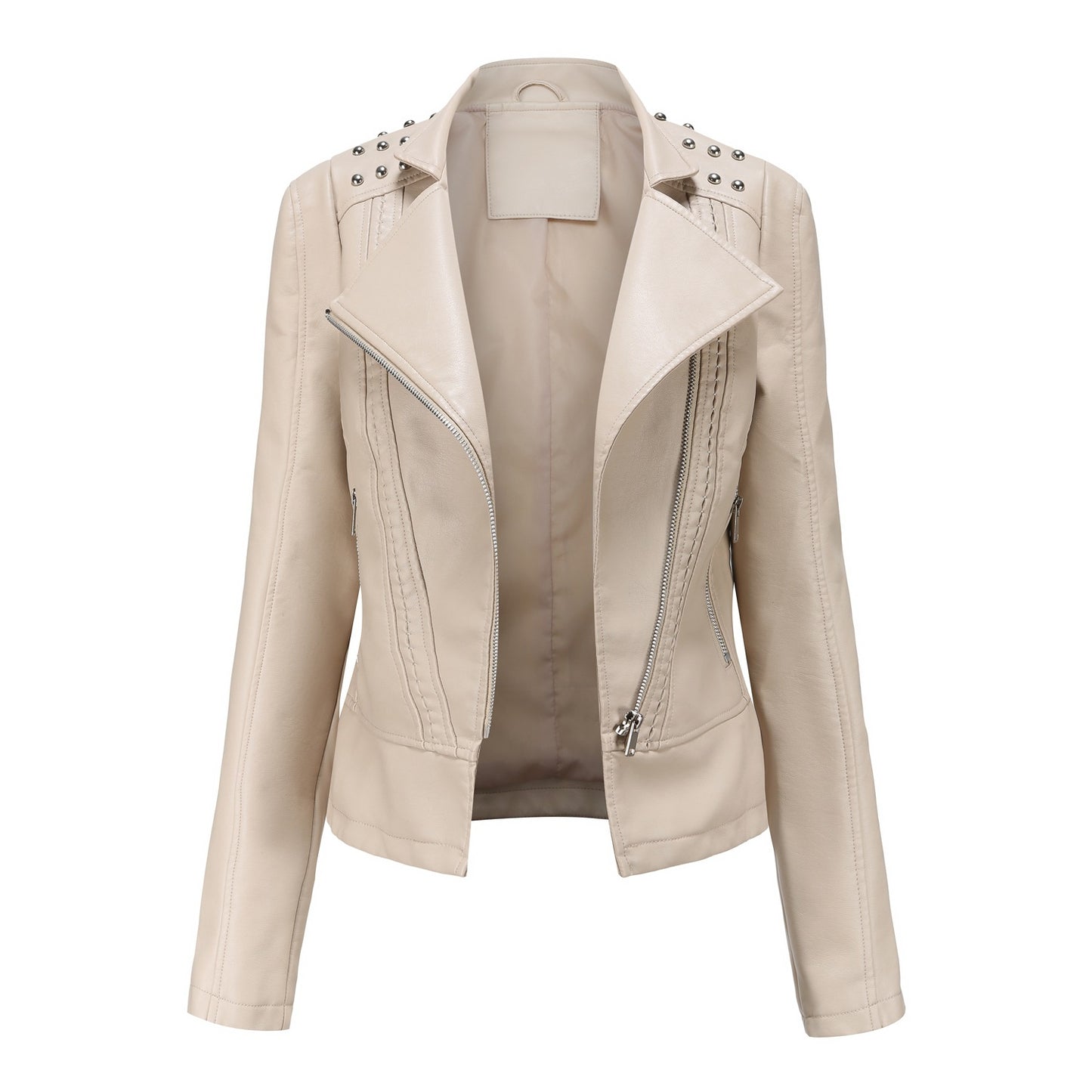 lapel leather fashion jacket for women