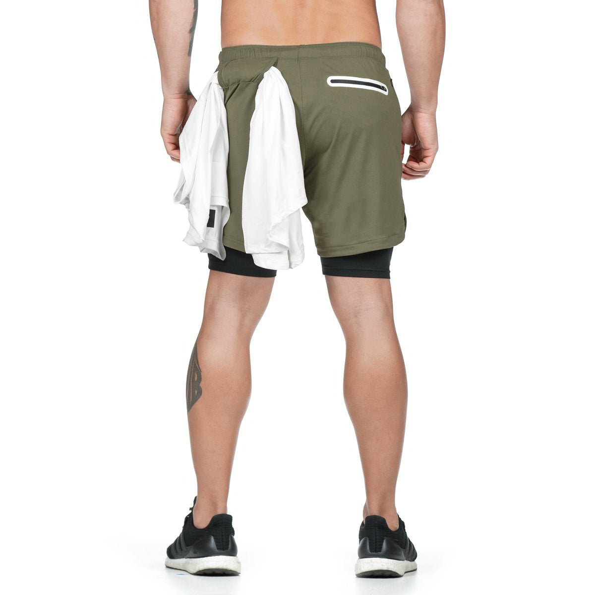 men 2 in 1 running shorts with compression liner
