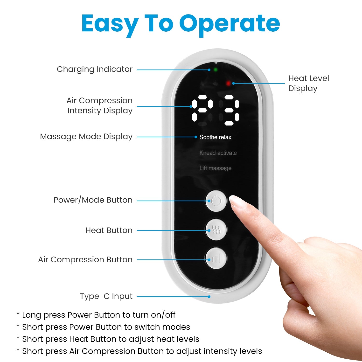 muscle recovery leg massager with multiple modes