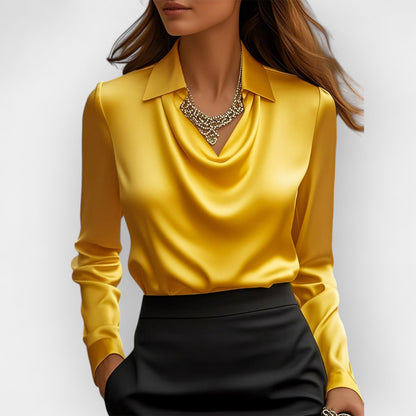 plus size satin long sleeve blouse