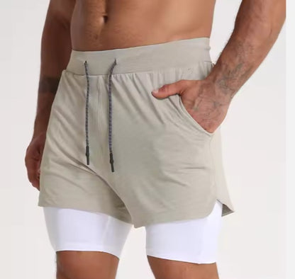 polyester spandex gym shorts for men exercise sessions
