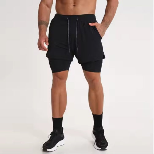 polyester spandex gym shorts for men exercise sessions
