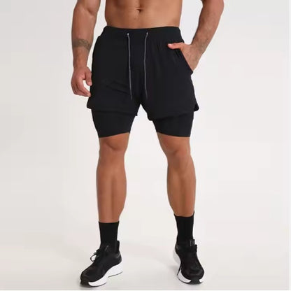 polyester spandex gym shorts for men exercise sessions
