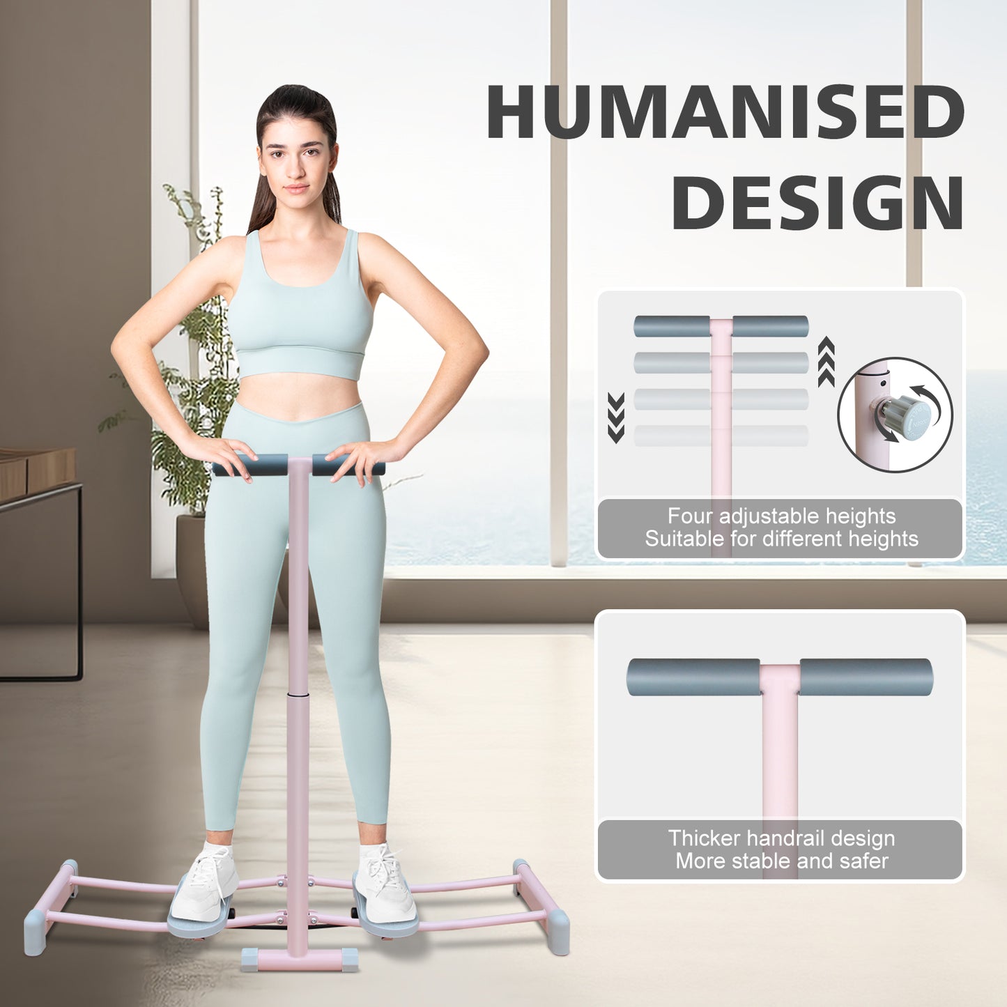 simulated ski trainer with adjustable pedals for cardio
